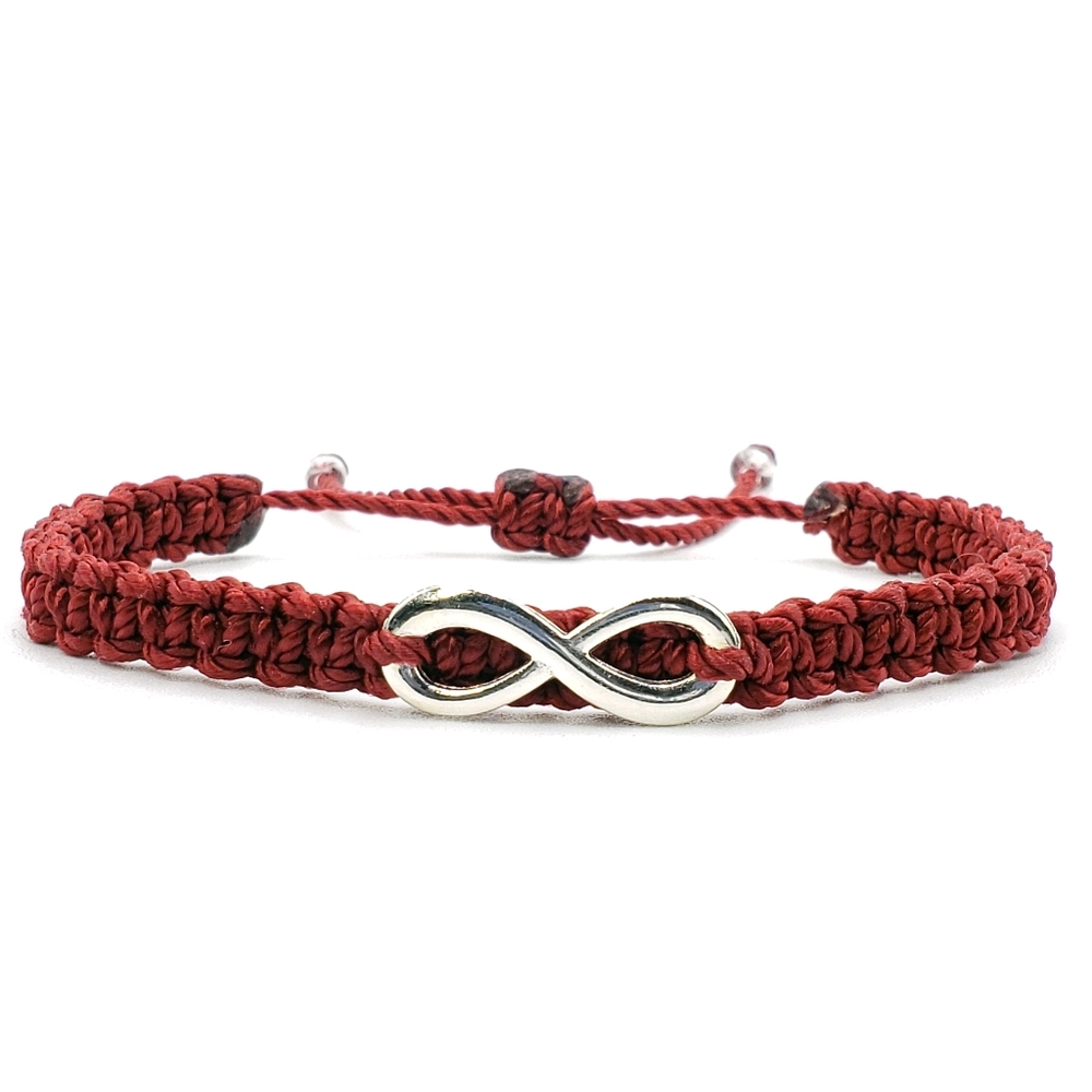 Infinity bracelet, beautiful burgundy cord bracelet, adjustable